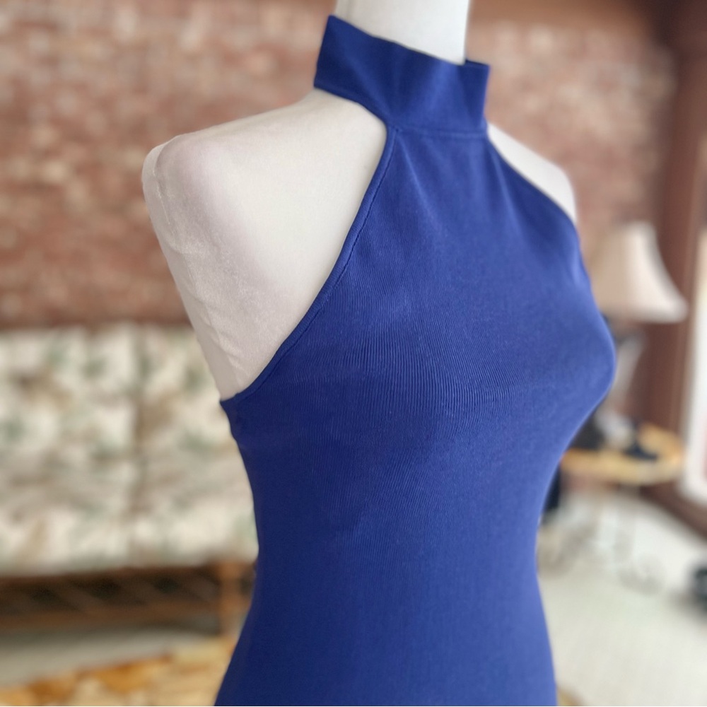 By The Way Dress Bodycon Bandage Halter Periwinkle Blue S Backless Cocktail - Picture 8 of 10